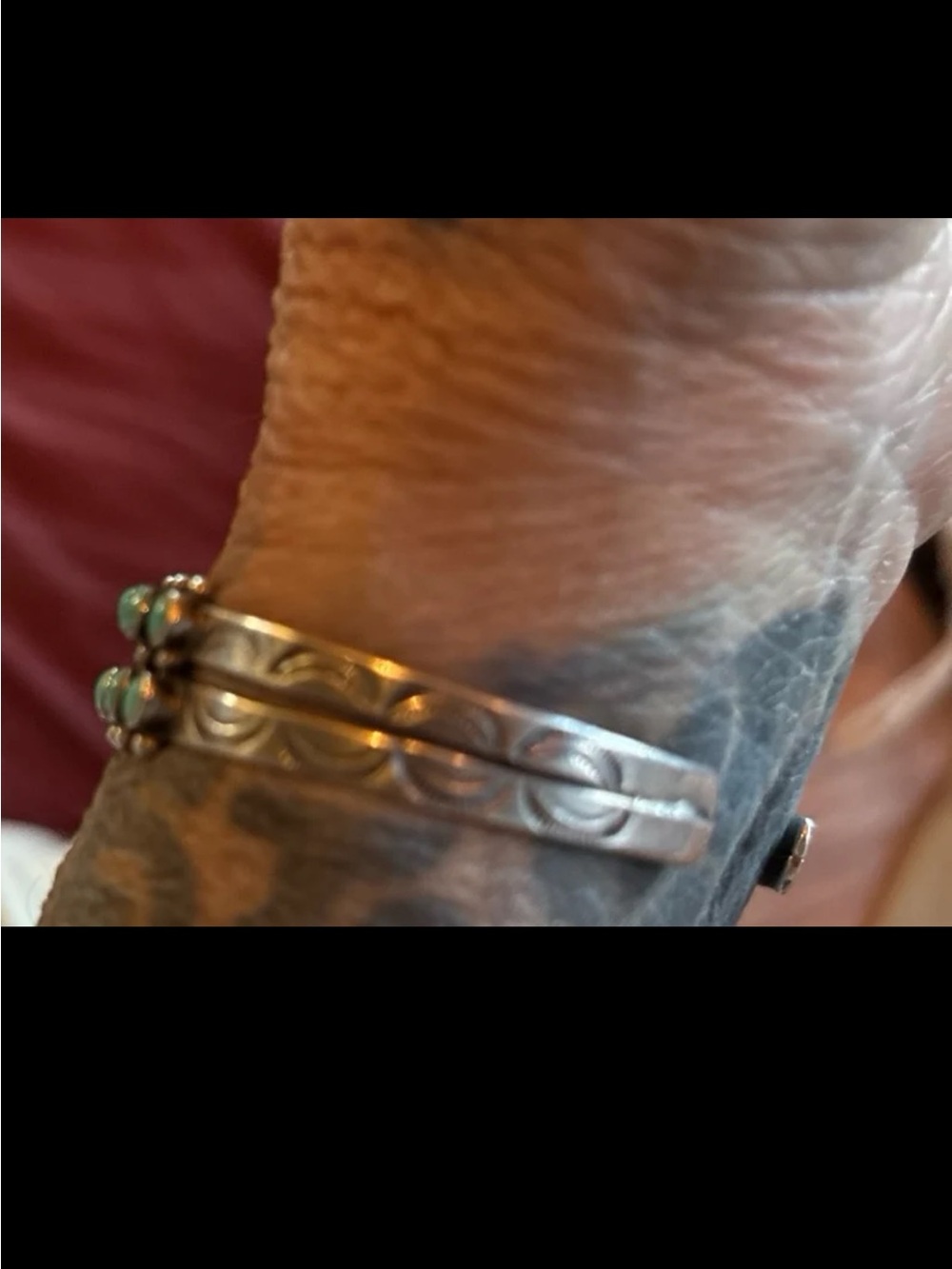 vintage Native sterling silver double-row "snake-eye" turquoise cuff - Picture 3 of 11